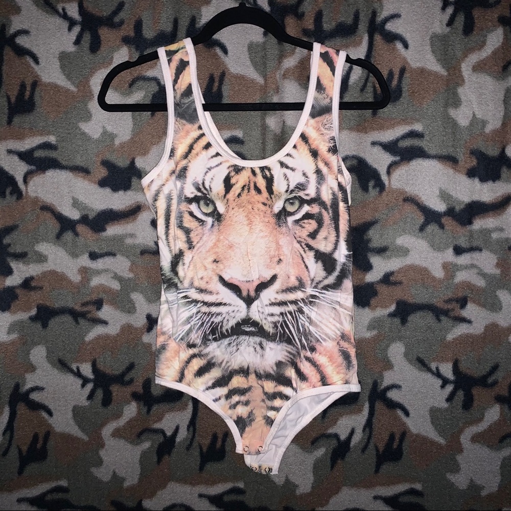Eye of the tiger sleeveless bodysuit